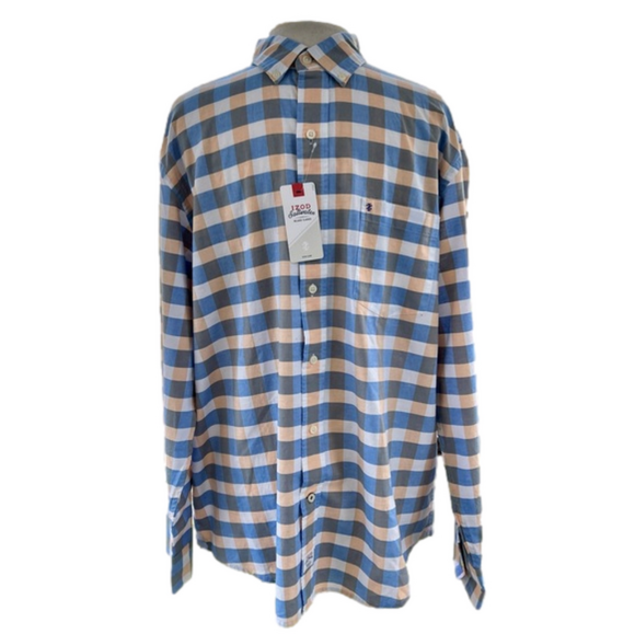 NEW Izod Saltwater Newport Oxford Button Down Relaxed Classics Large Plaid - Picture 1 of 13